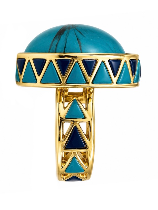 House of Harlow 1960 Jewelry - HOUSE OF HARLOW 1960 • Turquoise Triangle Enamel Boho Tribal Statement Ring